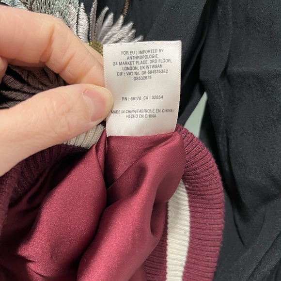 Anthropologie elevenses Embroidered Black Bomber Jacket - Picture 5 of 5